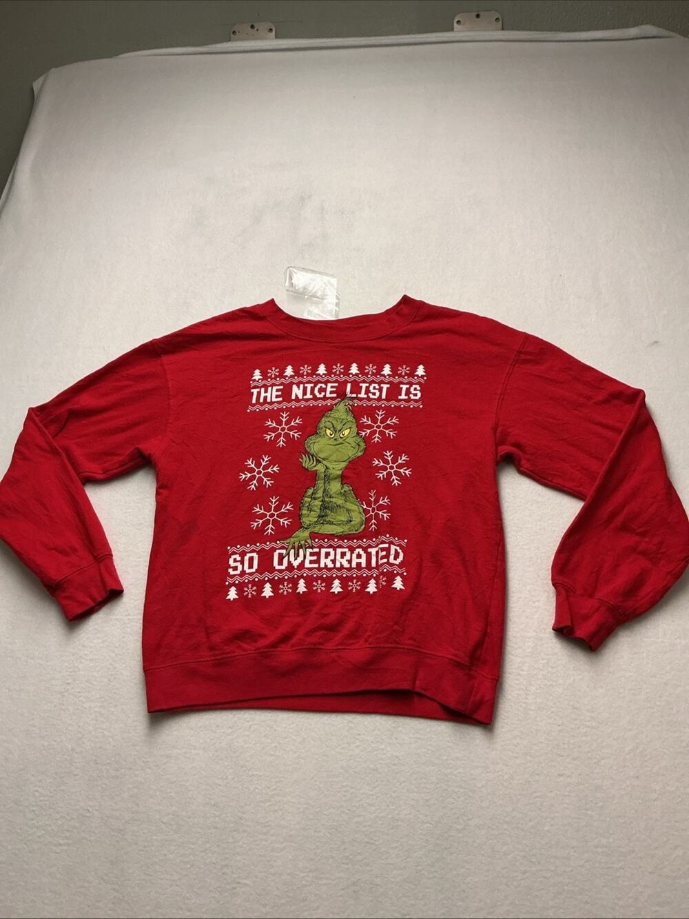The Grinch Red Christmas Sweatshirt The Nice List Is So Overrated Medium ,4318